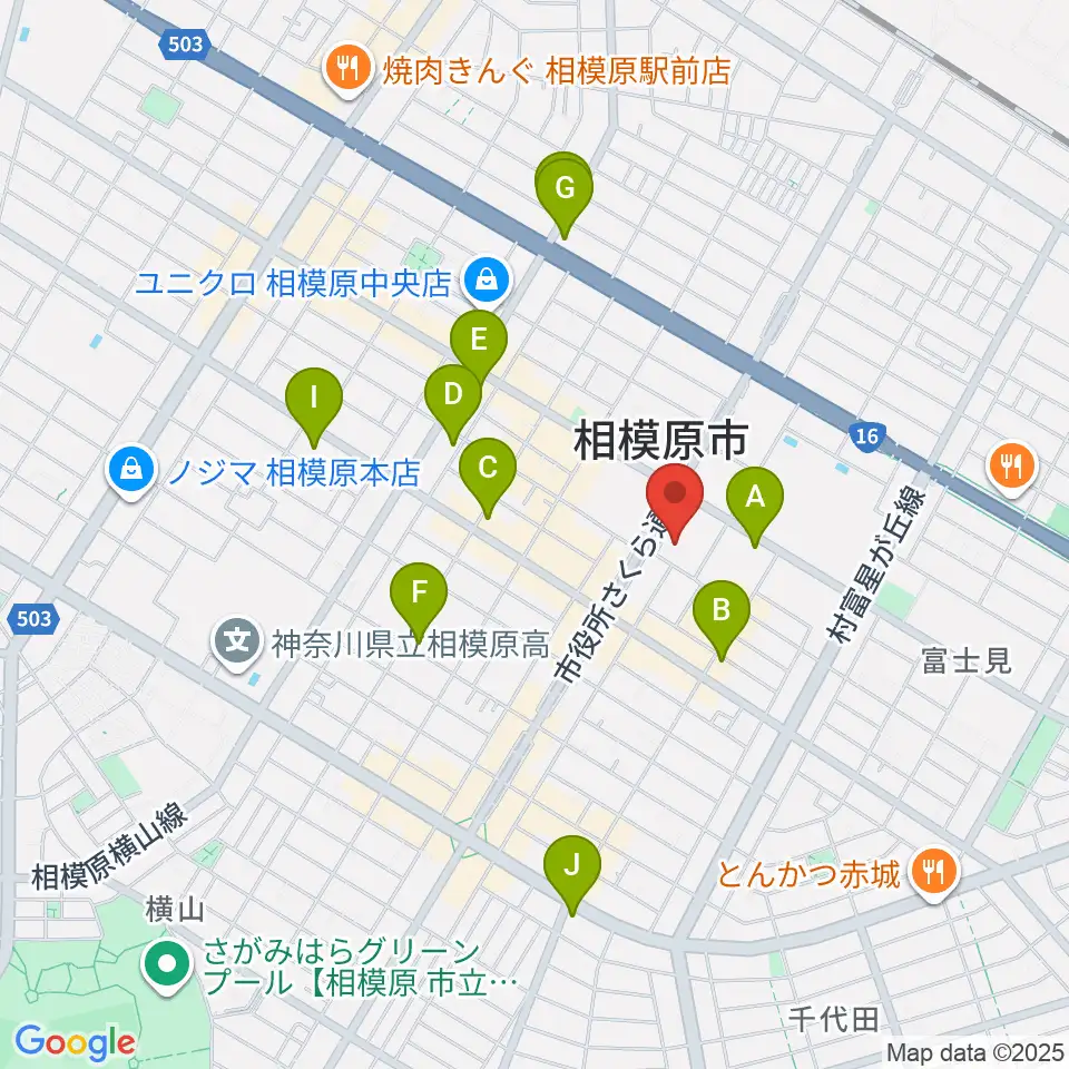 相模原市立あじさい会館周辺のコンビニエンスストア一覧地図