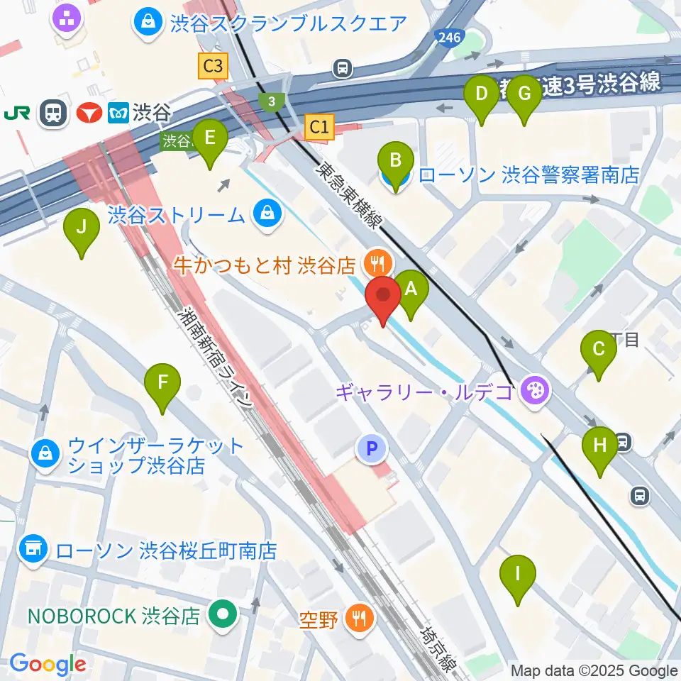 渋谷のラジオ周辺のコンビニエンスストア一覧地図