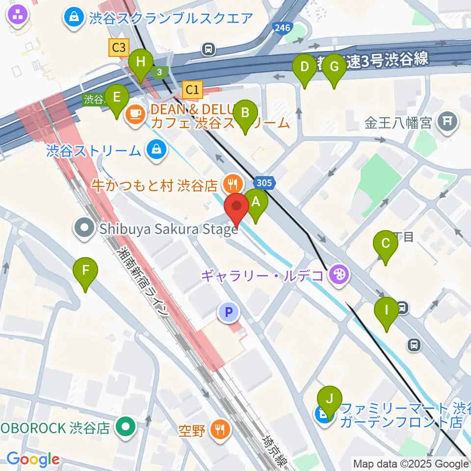 渋谷のラジオ周辺のコンビニエンスストア一覧地図