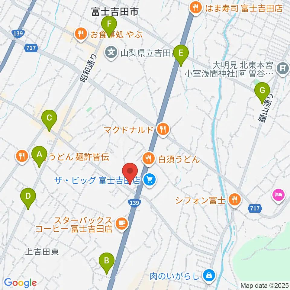 エフエムふじごこ周辺のコンビニエンスストア一覧地図