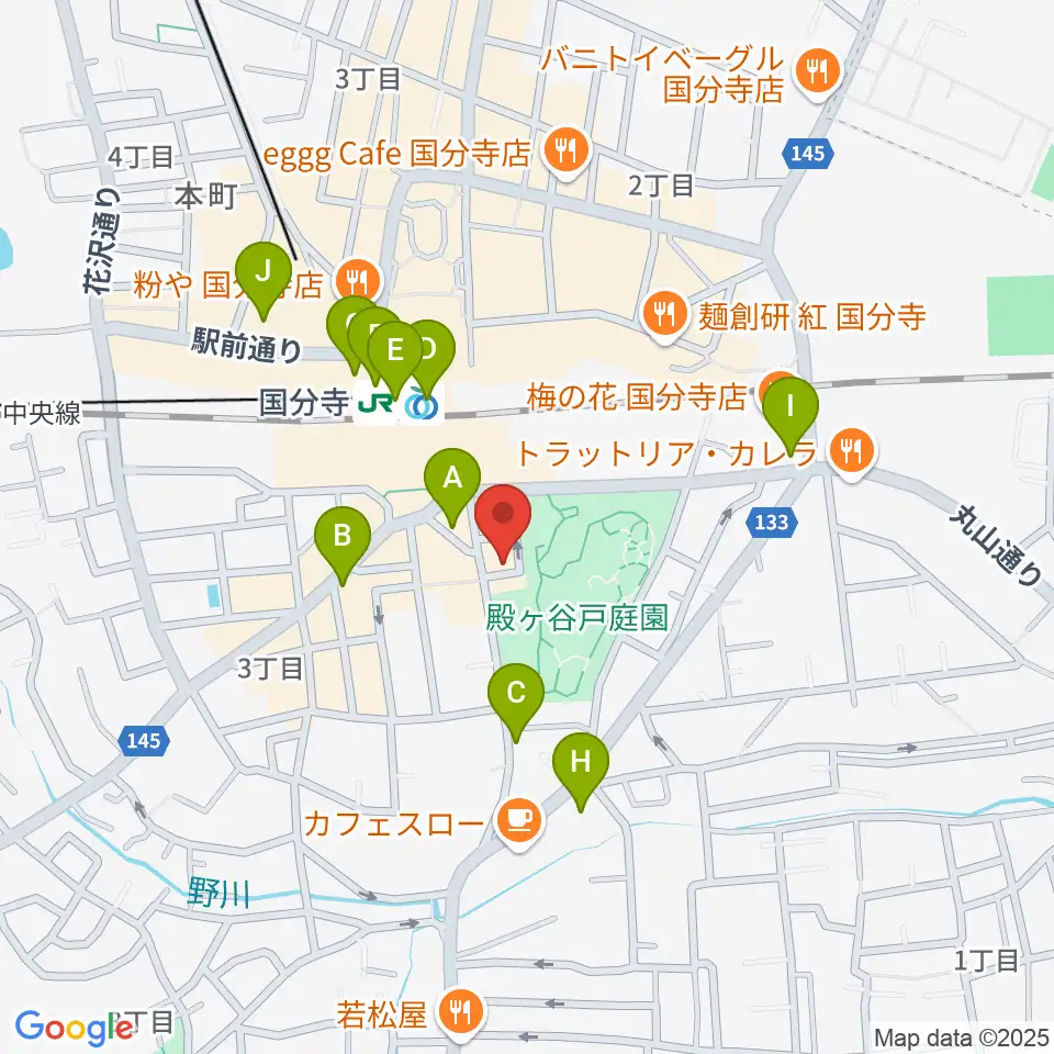 国分寺ラバーソウル周辺のコンビニエンスストア一覧地図