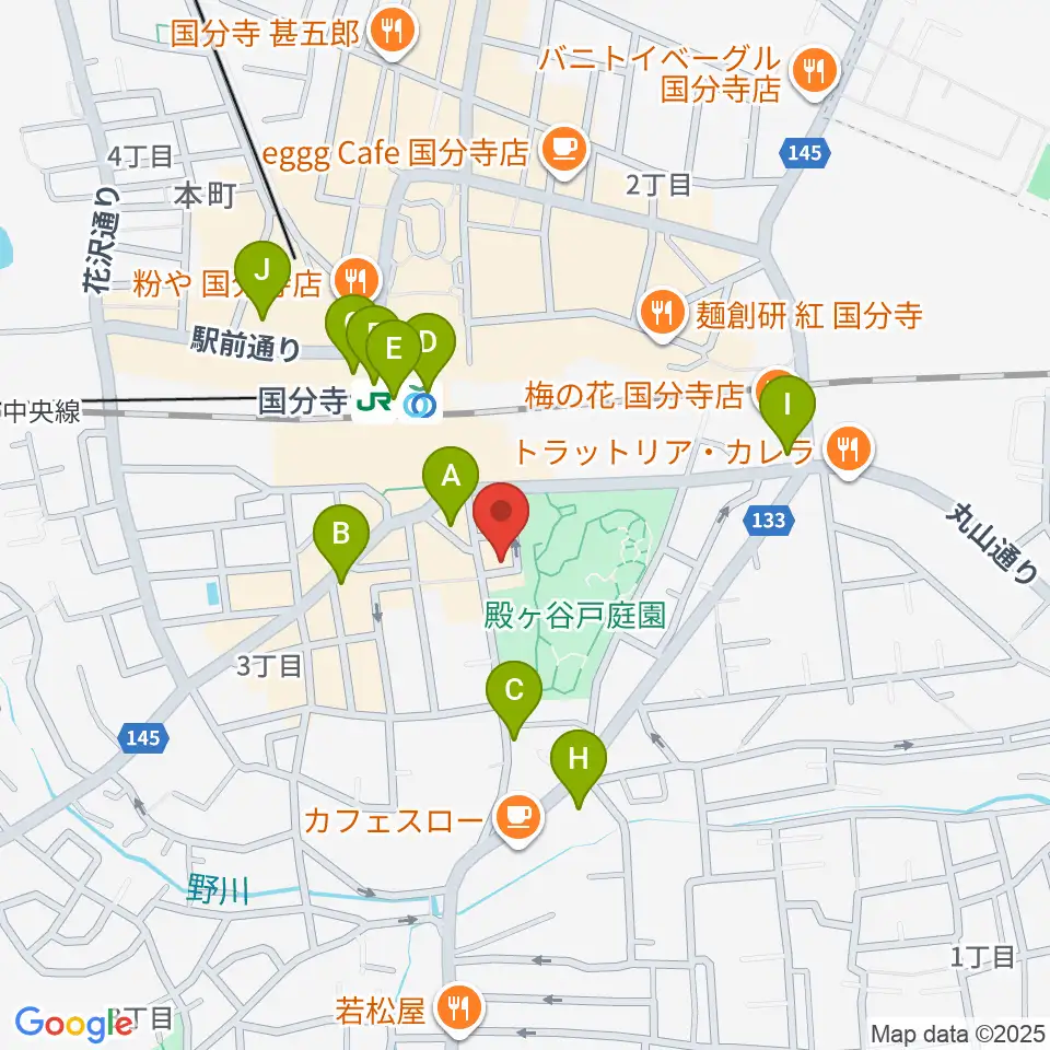 国分寺ラバーソウル周辺のコンビニエンスストア一覧地図