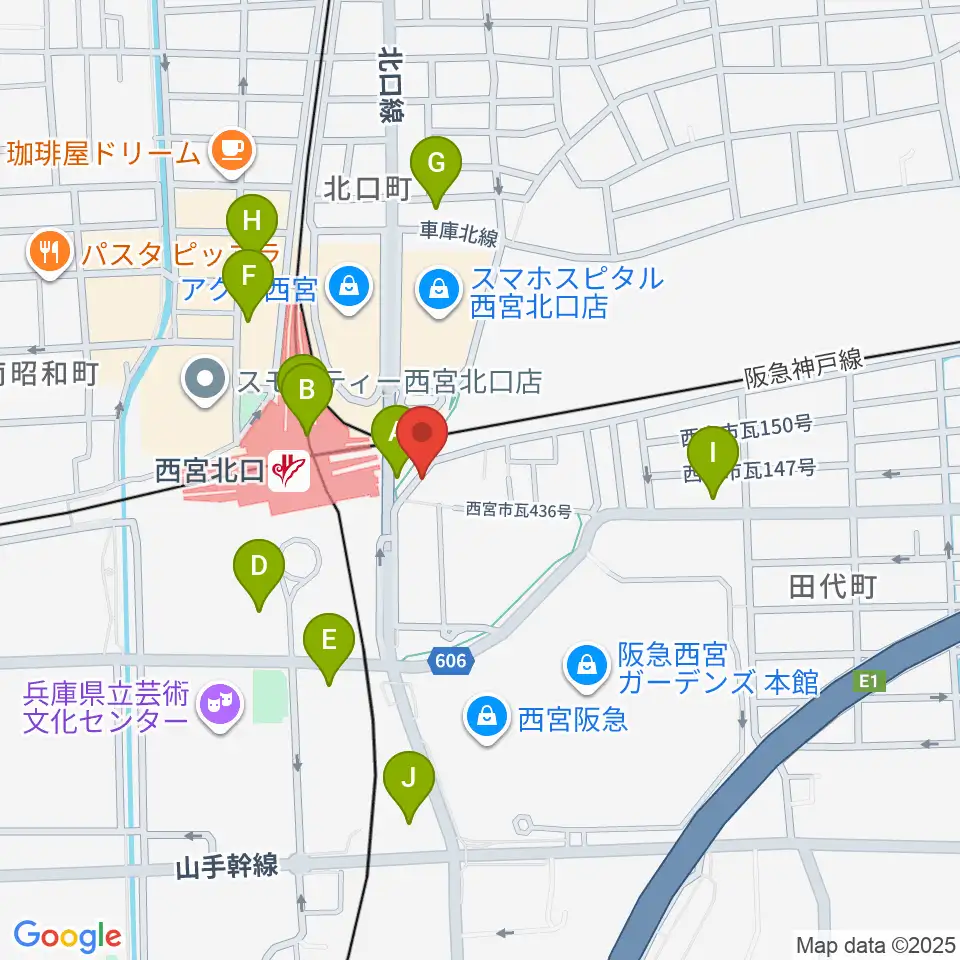 新響楽器 西宮北口オーパス店周辺のコンビニエンスストア一覧地図
