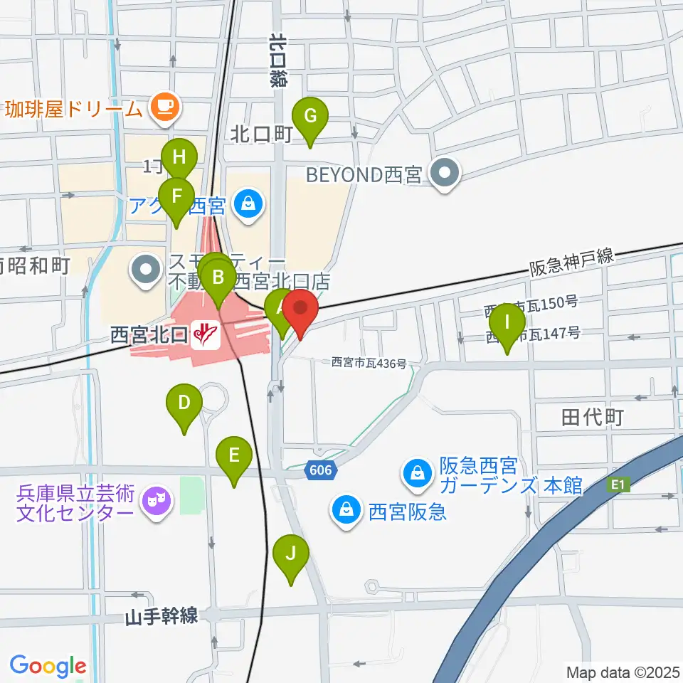 新響楽器 西宮北口オーパス店周辺のコンビニエンスストア一覧地図