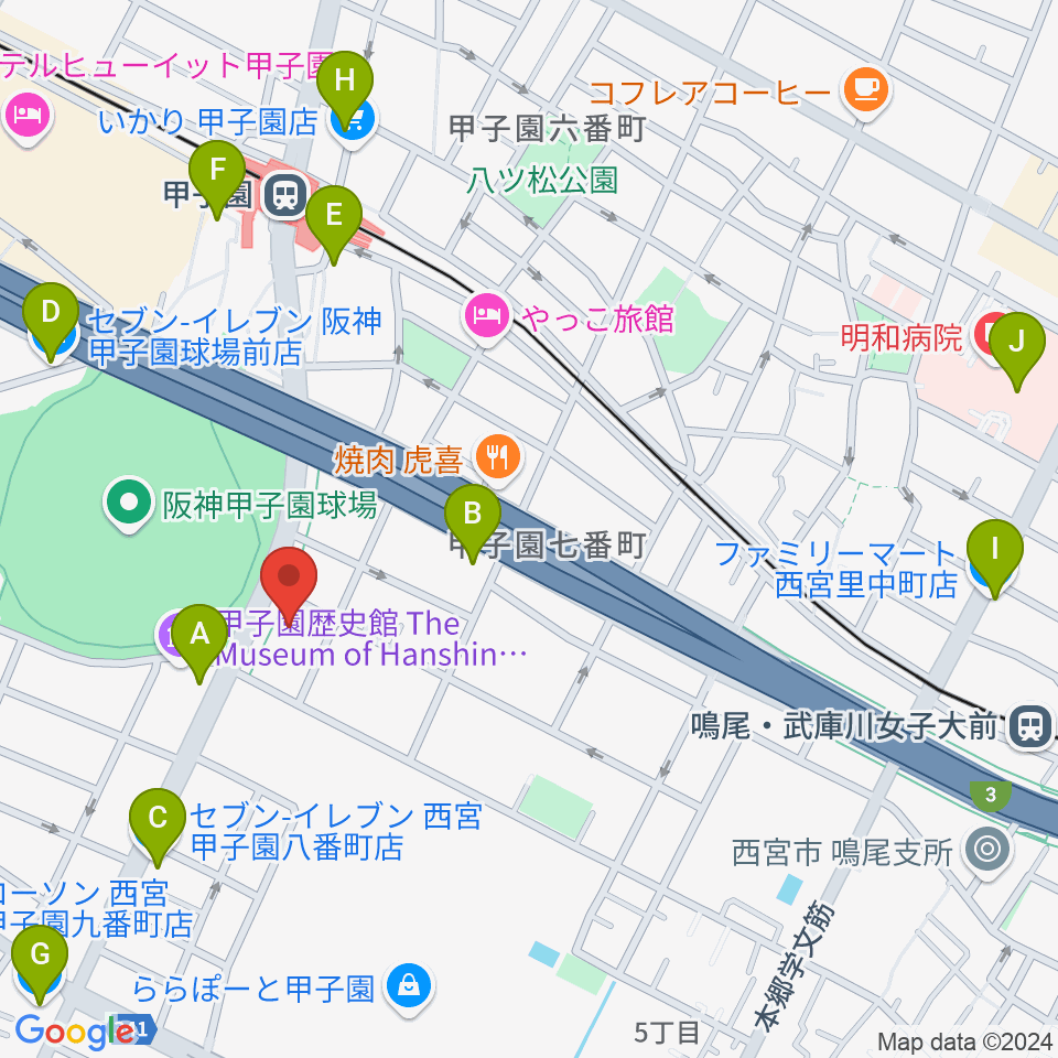 新響楽器 甲子園店周辺のコンビニエンスストア一覧地図