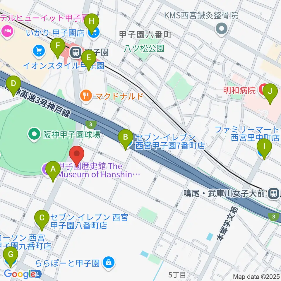 新響楽器 甲子園店周辺のコンビニエンスストア一覧地図