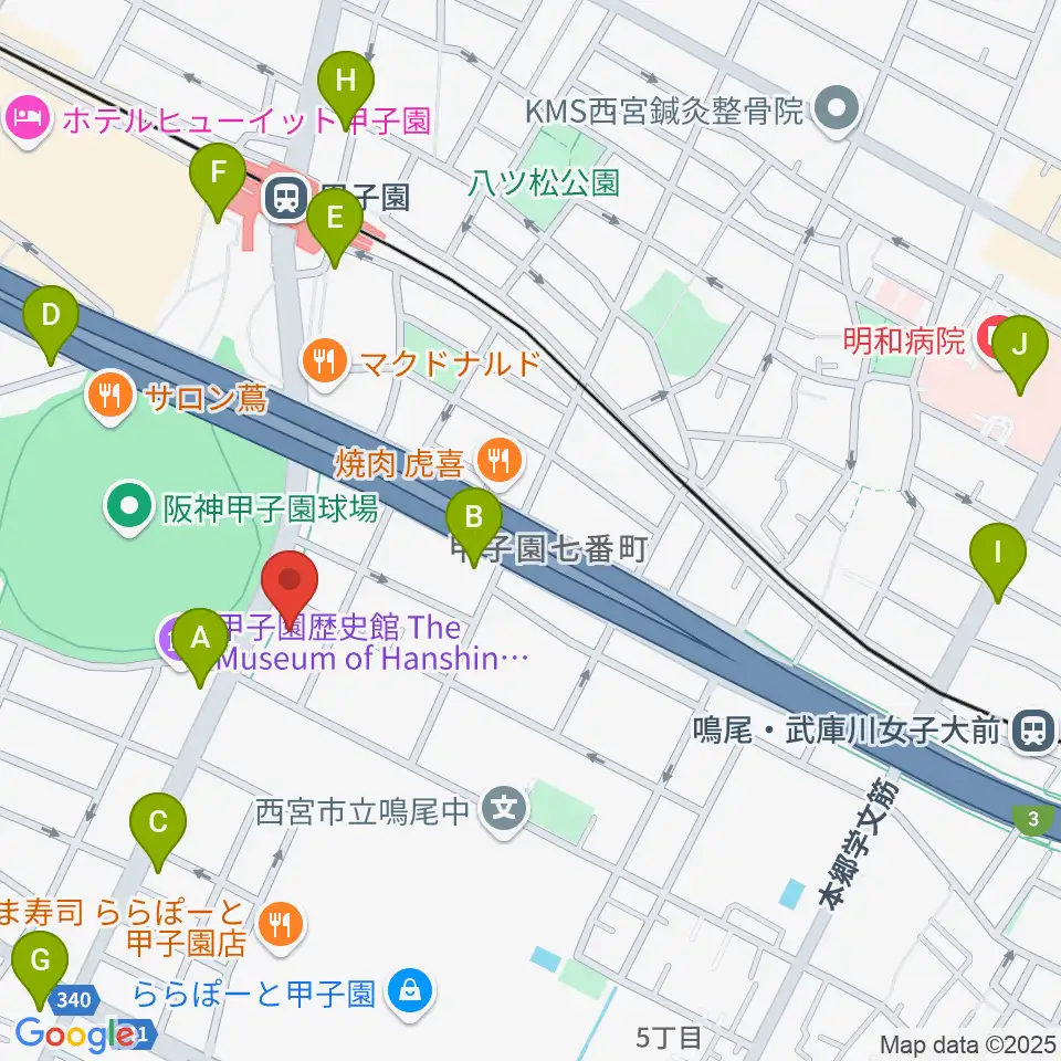 新響楽器 甲子園店周辺のコンビニエンスストア一覧地図