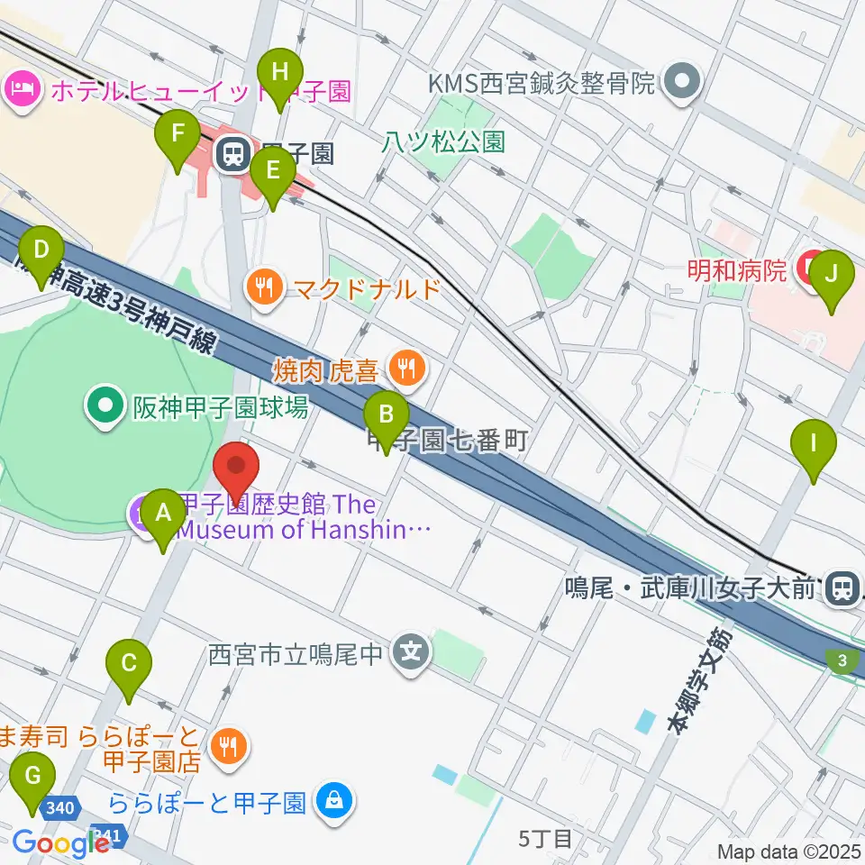 新響楽器 甲子園店周辺のコンビニエンスストア一覧地図
