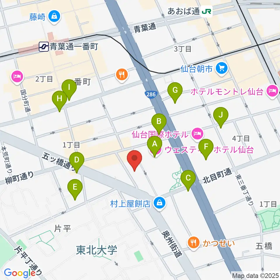 仙台BARTAKE周辺のコンビニエンスストア一覧地図