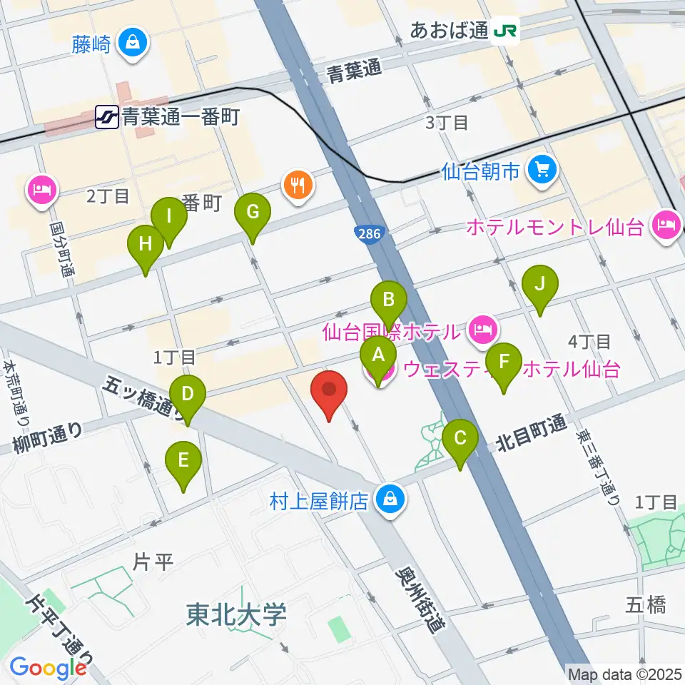 仙台BARTAKE周辺のコンビニエンスストア一覧地図