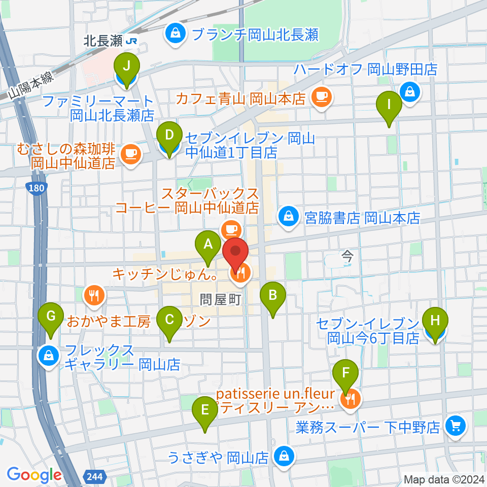 グレースハープ岡山店周辺のコンビニエンスストア一覧地図