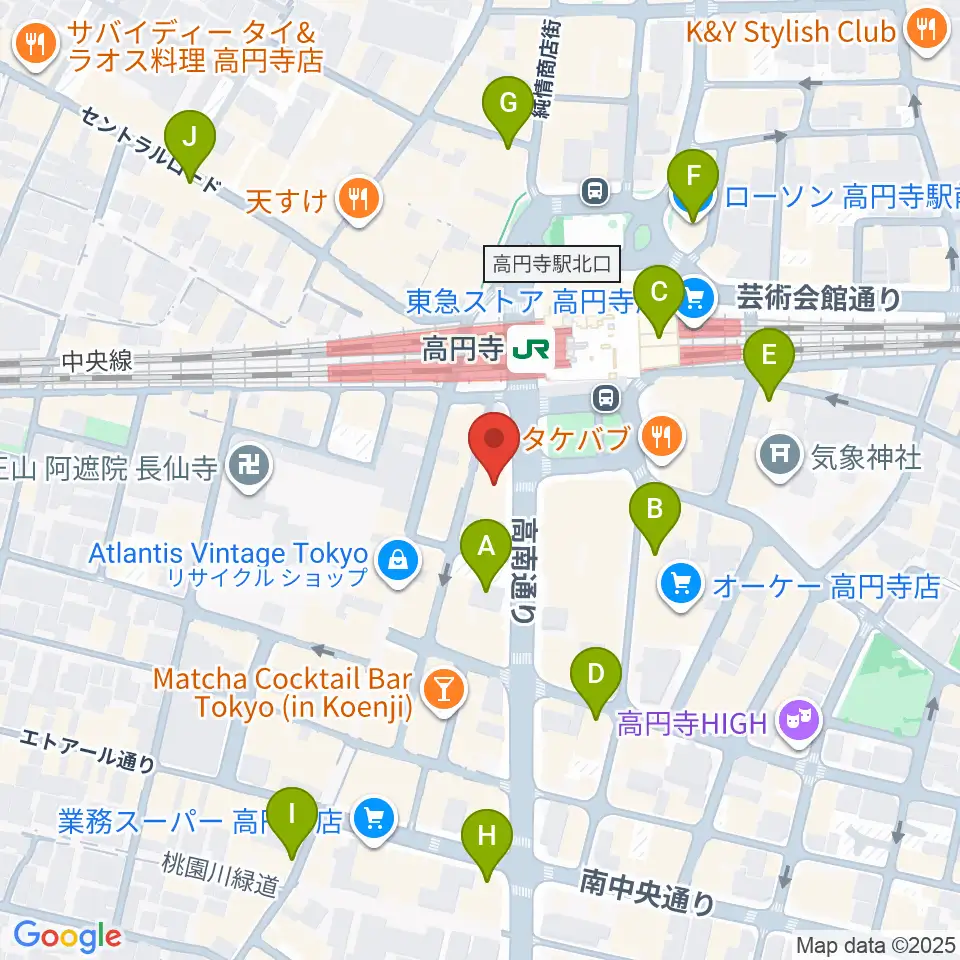 高円寺AG22周辺のコンビニエンスストア一覧地図