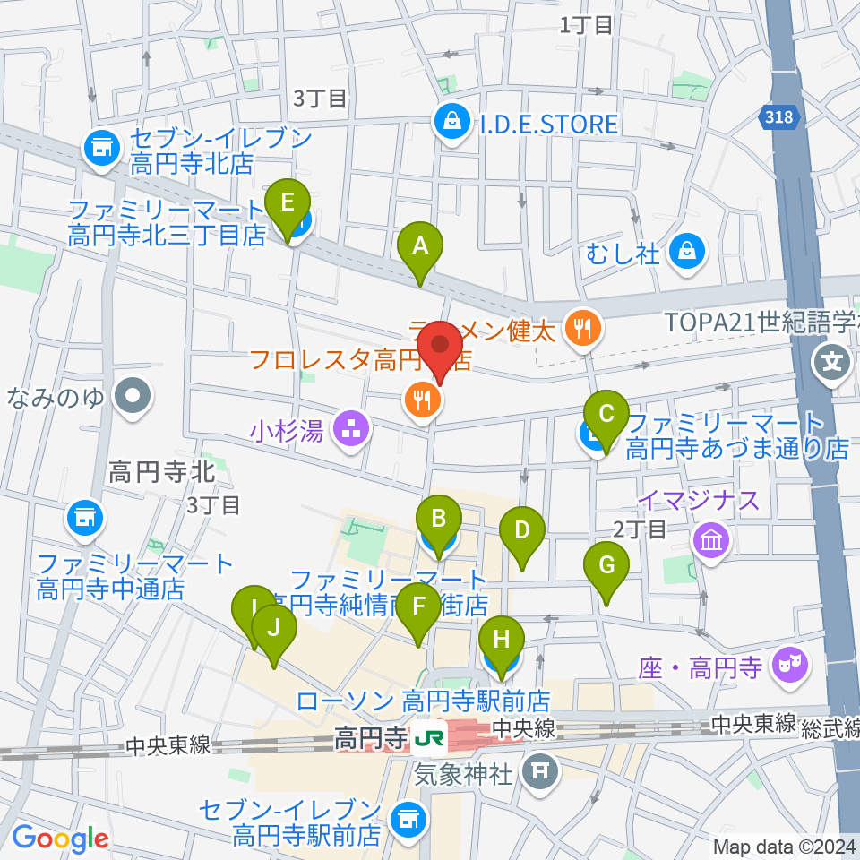 稲生座周辺のコンビニエンスストア一覧地図