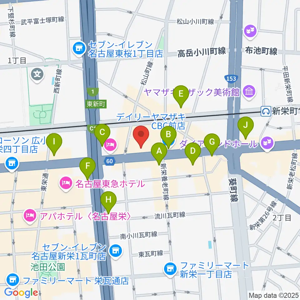 新栄RAD SEVEN周辺のコンビニエンスストア一覧地図