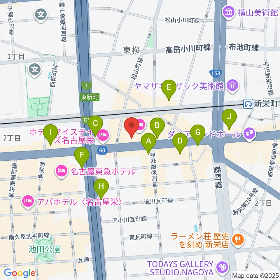 新栄RAD SEVEN周辺のコンビニエンスストア一覧地図