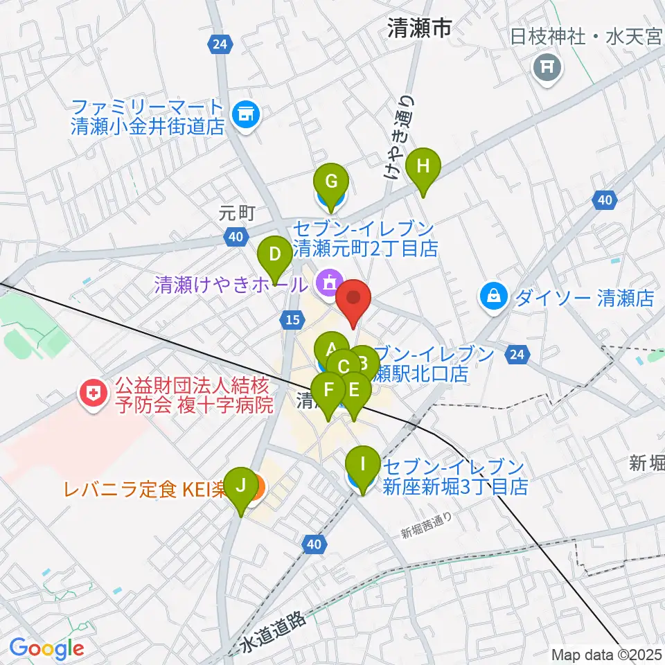宮地楽器 清瀬センター周辺のコンビニエンスストア一覧地図