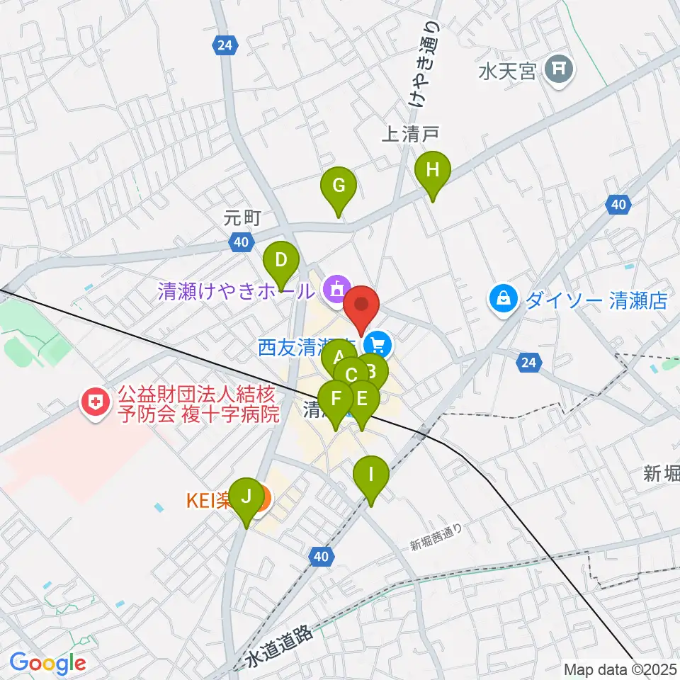 宮地楽器 清瀬センター周辺のコンビニエンスストア一覧地図