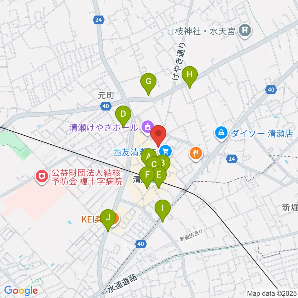 宮地楽器 清瀬センター周辺のコンビニエンスストア一覧地図