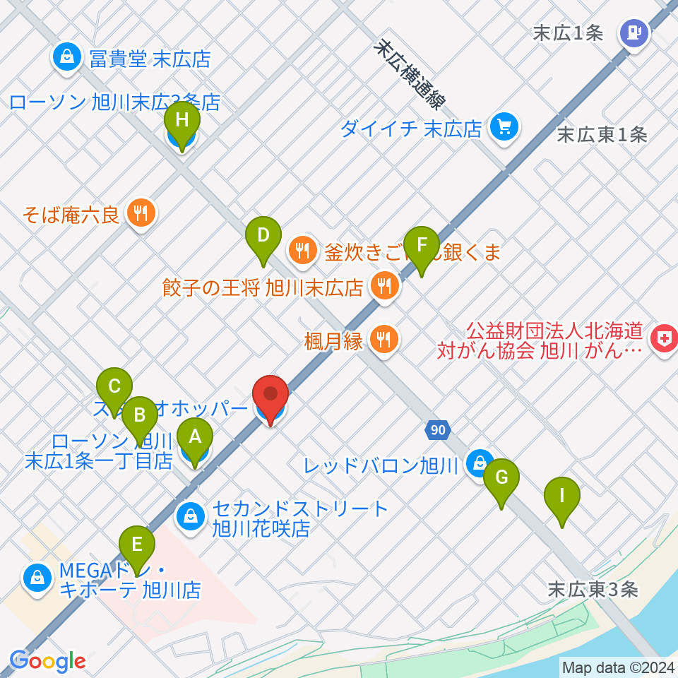 スタジオホッパー周辺のコンビニエンスストア一覧地図