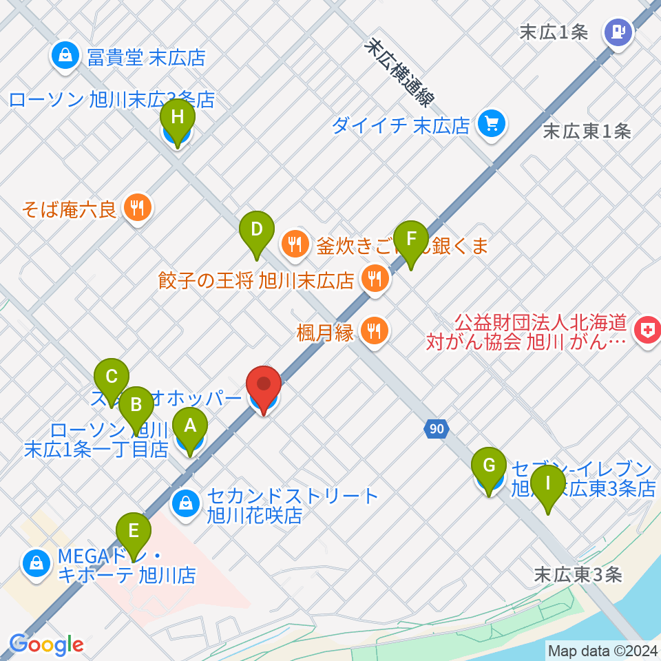 スタジオホッパー周辺のコンビニエンスストア一覧地図