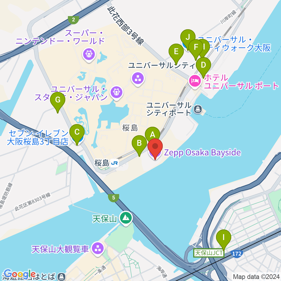 Zepp大阪ベイサイド周辺のコンビニエンスストア一覧地図