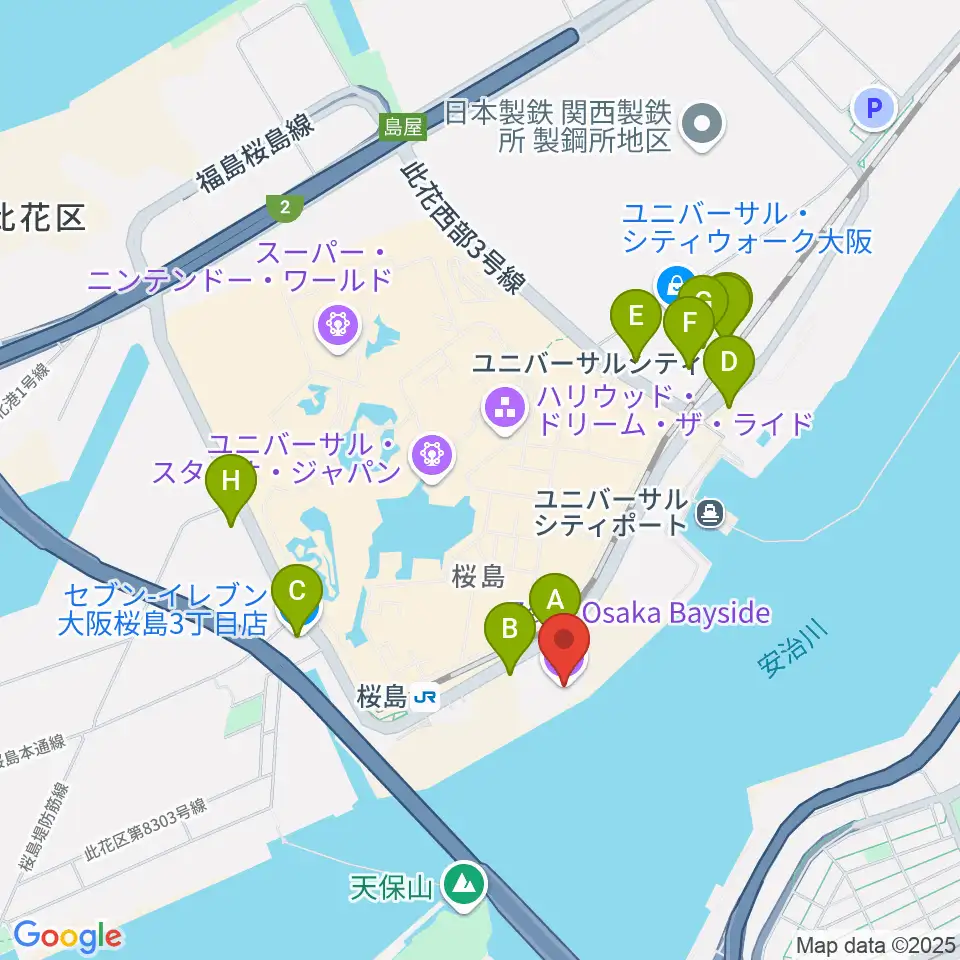 Zepp大阪ベイサイド周辺のコンビニエンスストア一覧地図