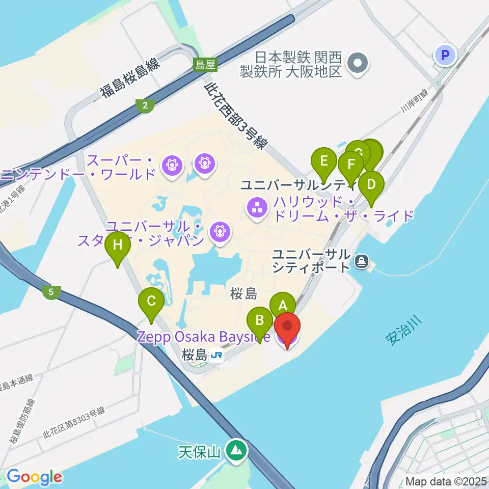 Zepp大阪ベイサイド周辺のコンビニエンスストア一覧地図