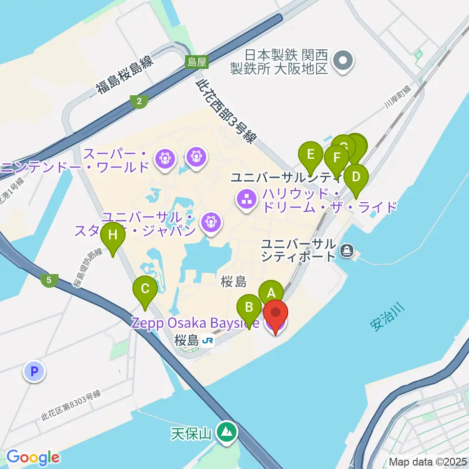 Zepp大阪ベイサイド周辺のコンビニエンスストア一覧地図