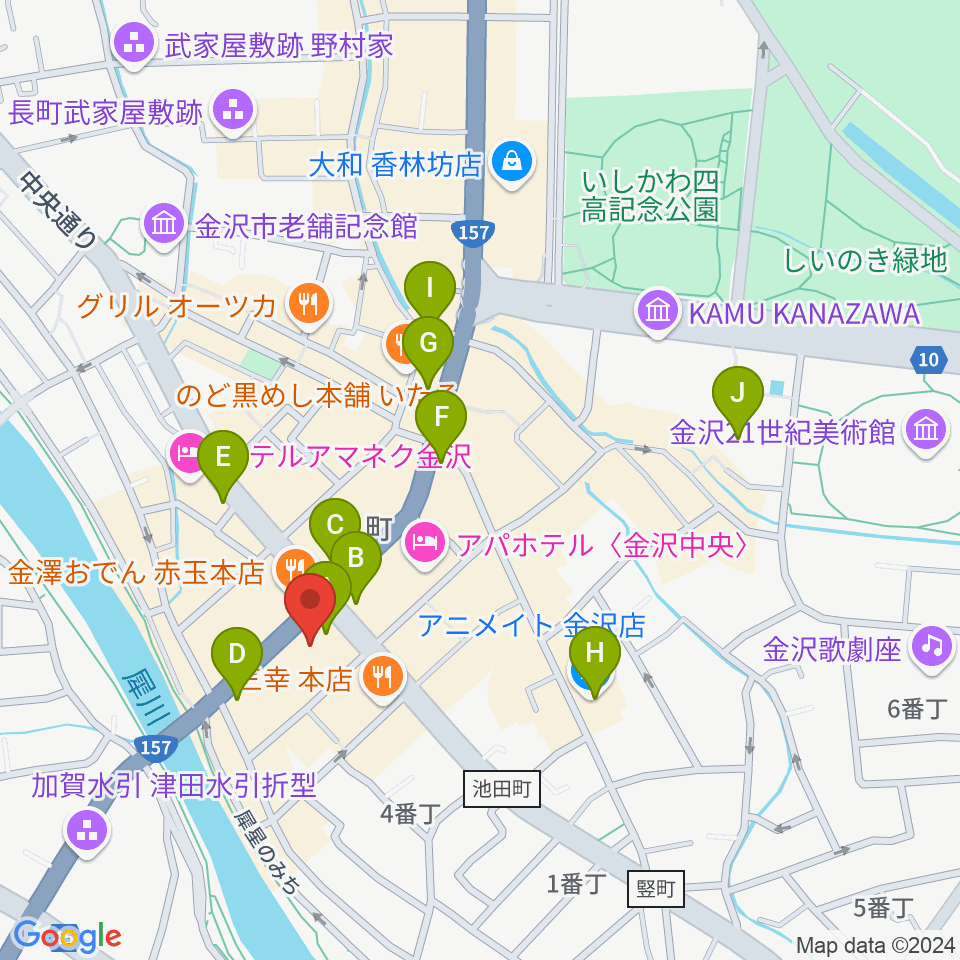 金沢エイトホール周辺のコンビニエンスストア一覧地図