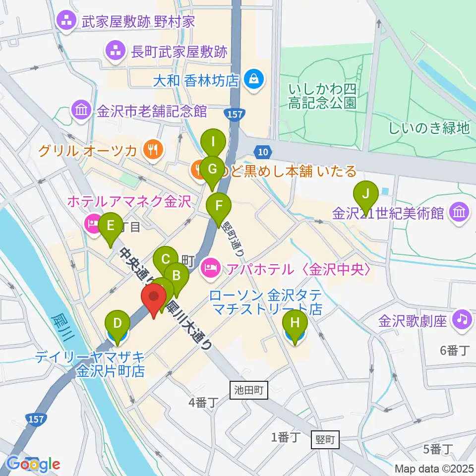 金沢エイトホール周辺のコンビニエンスストア一覧地図