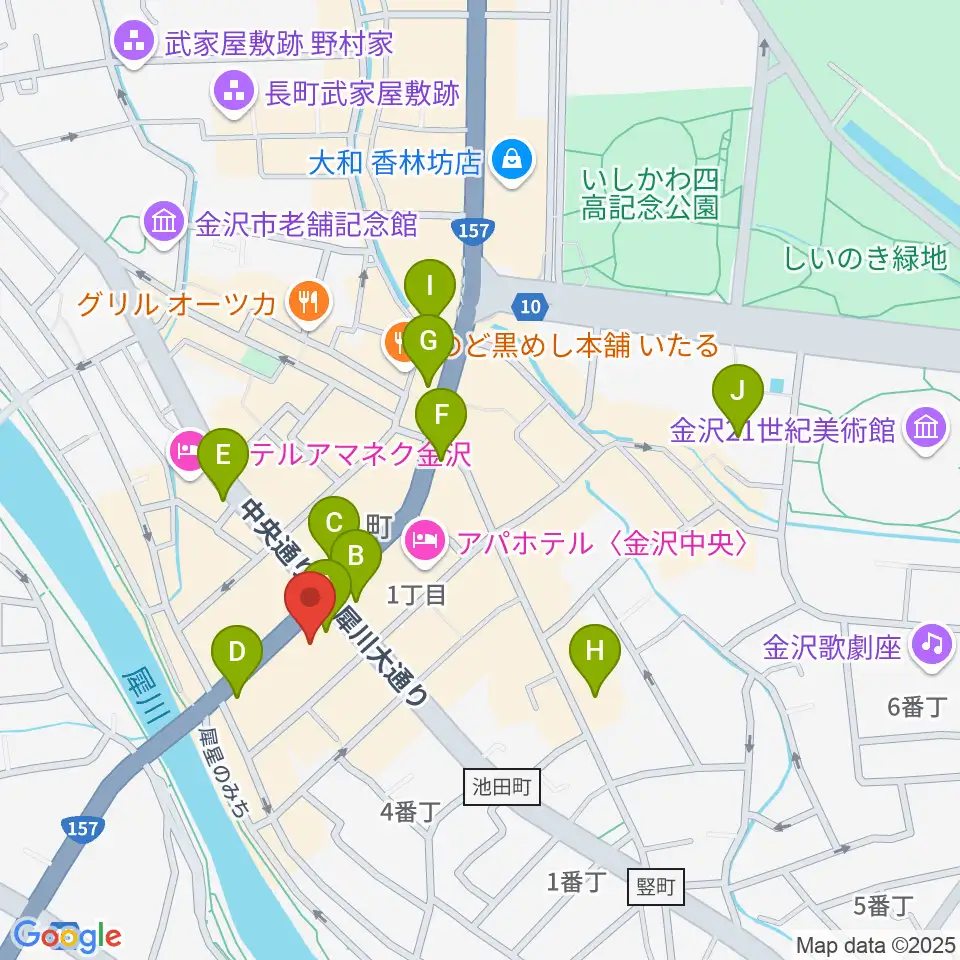 金沢エイトホール周辺のコンビニエンスストア一覧地図