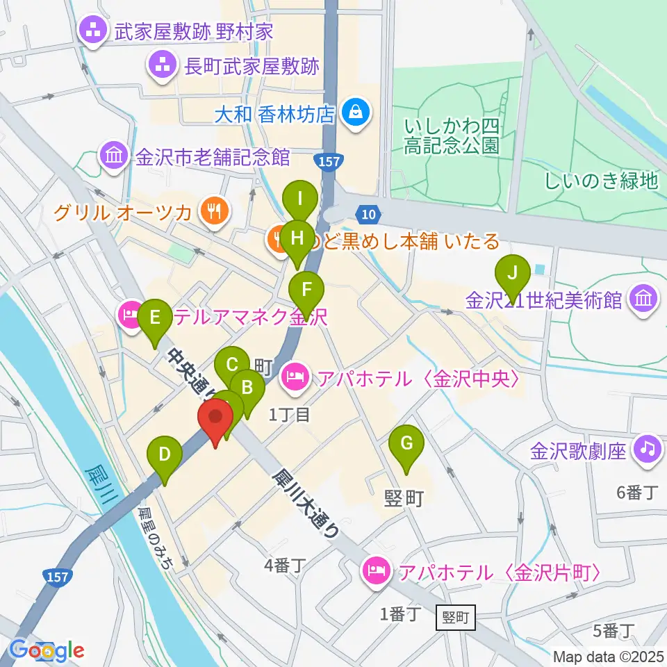 金沢エイトホール周辺のコンビニエンスストア一覧地図