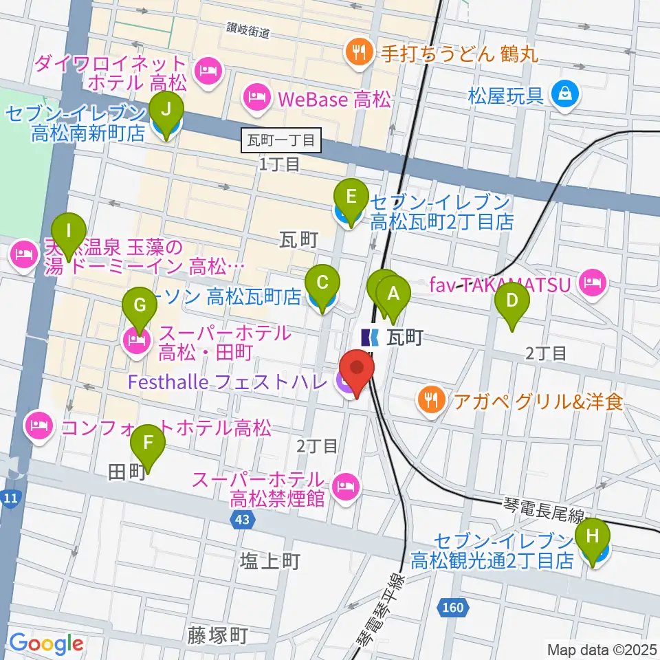 高松フェストハレ周辺のコンビニエンスストア一覧地図