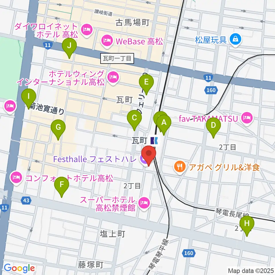 高松フェストハレ周辺のコンビニエンスストア一覧地図