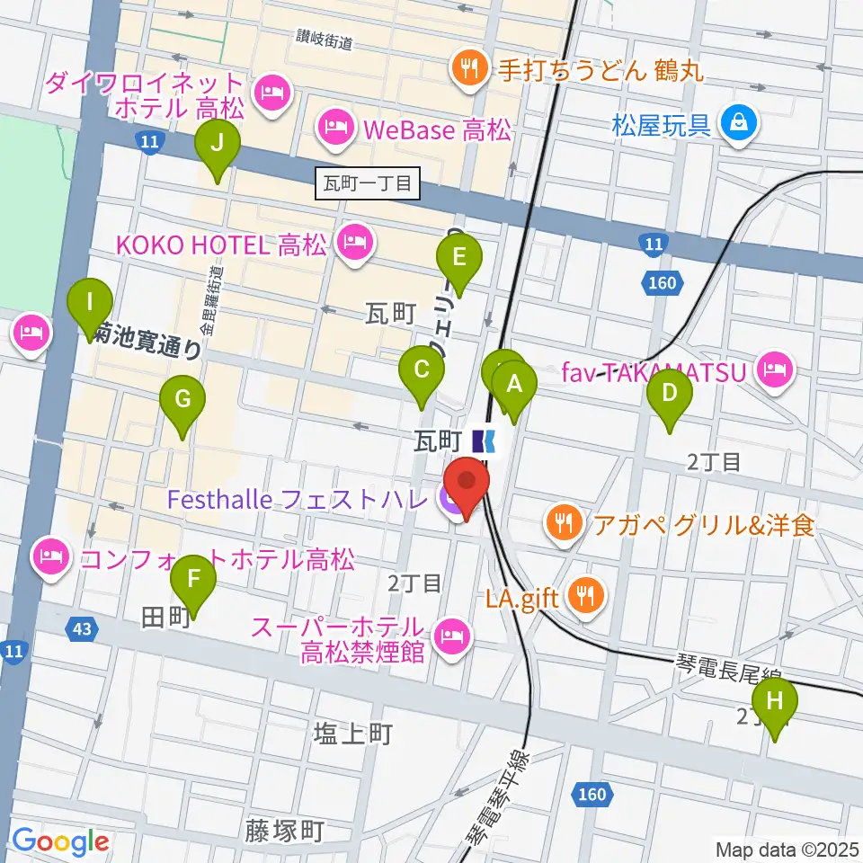 高松フェストハレ周辺のコンビニエンスストア一覧地図