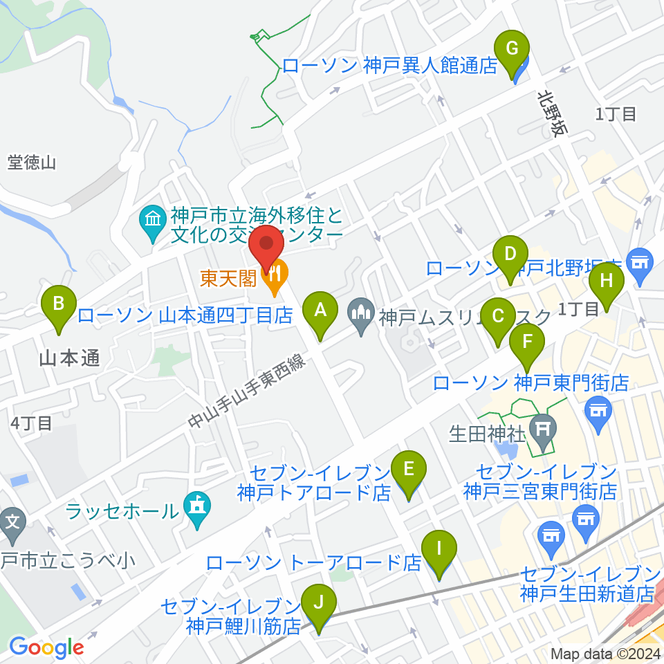 神戸BIG APPLE周辺のコンビニエンスストア一覧地図