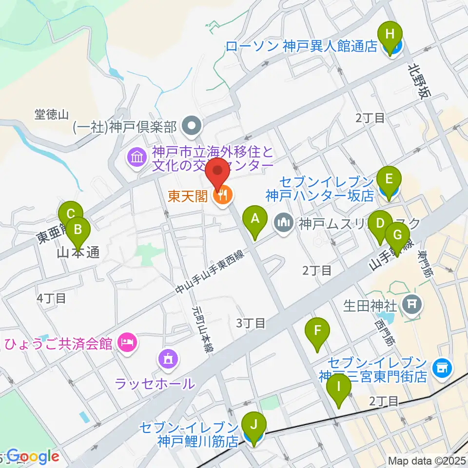 神戸BIG APPLE周辺のコンビニエンスストア一覧地図