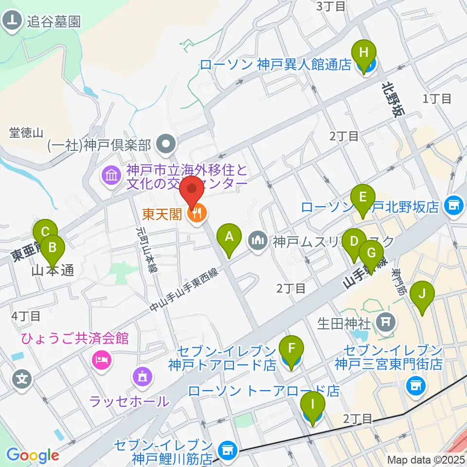 神戸BIG APPLE周辺のコンビニエンスストア一覧地図