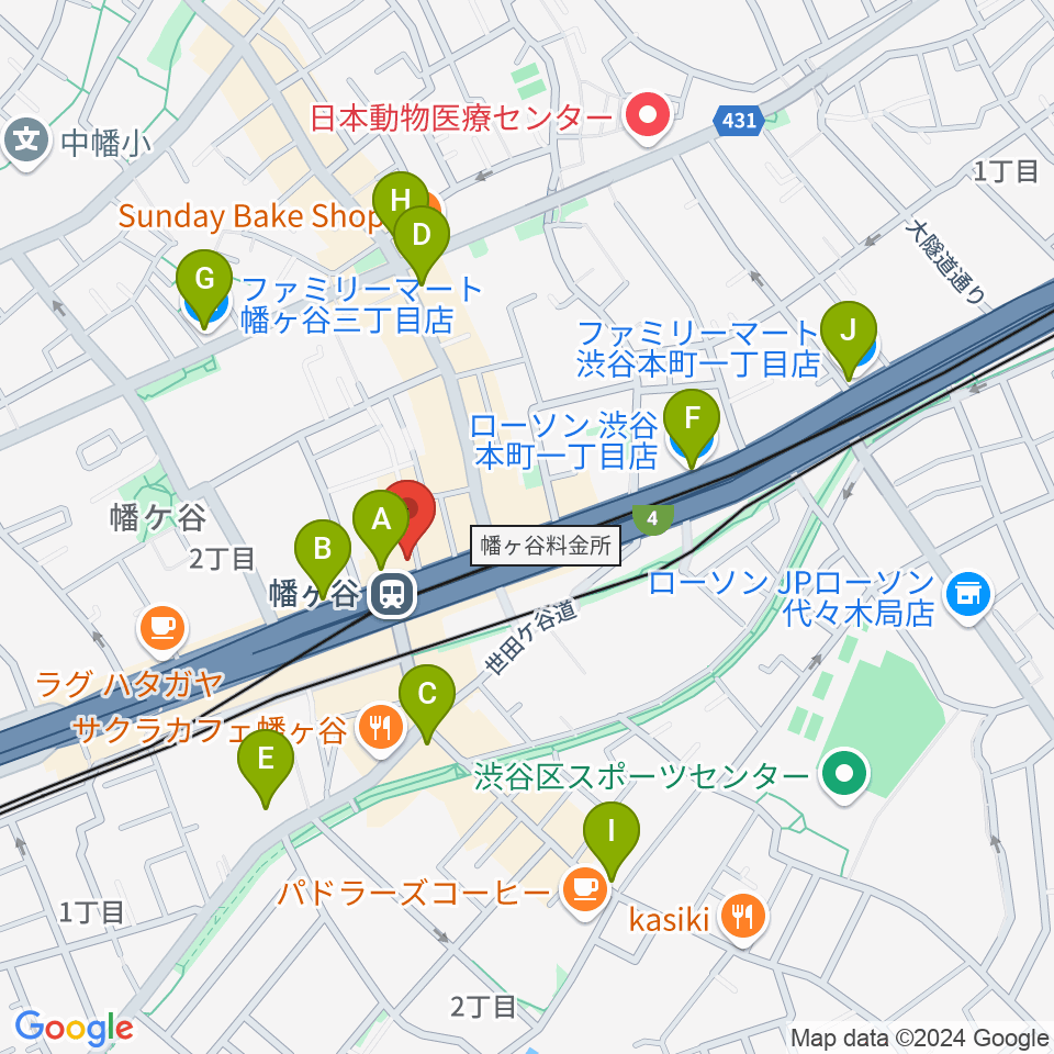 幡ヶ谷36°5周辺のコンビニエンスストア一覧地図