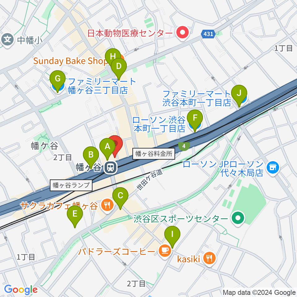 幡ヶ谷36°5周辺のコンビニエンスストア一覧地図