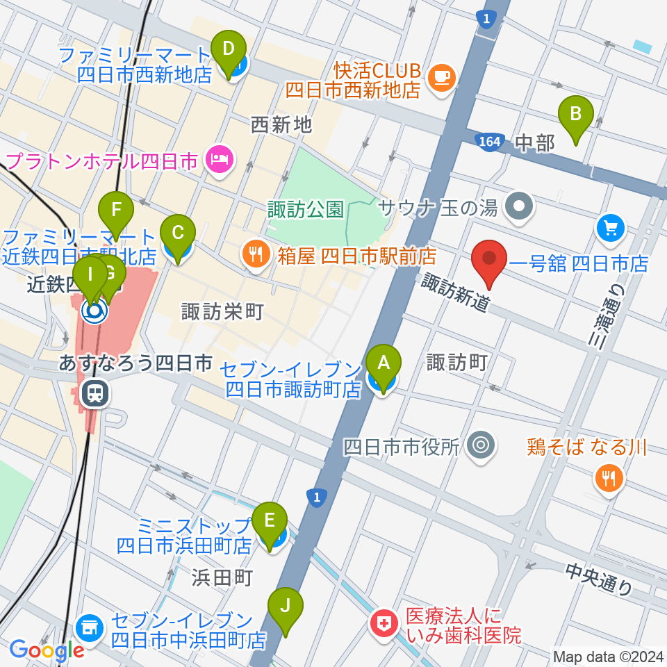 四日市シックスティシックス周辺のコンビニエンスストア一覧地図