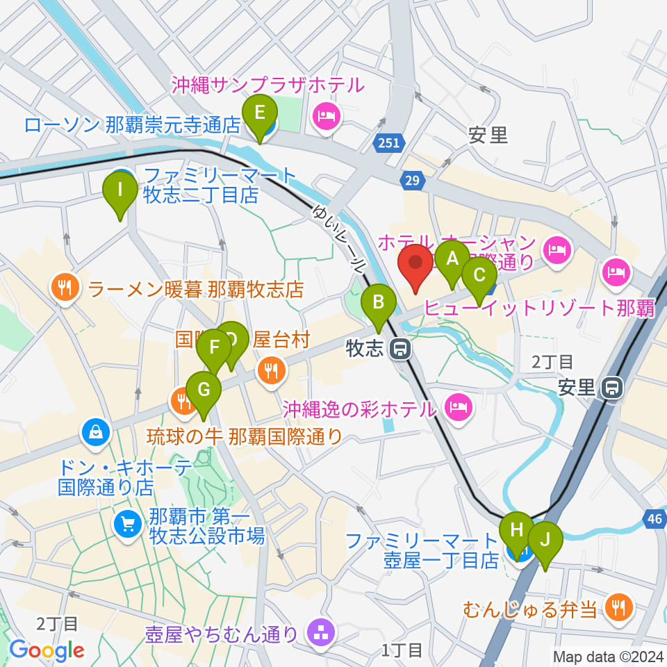 安里fanfare周辺のコンビニエンスストア一覧地図