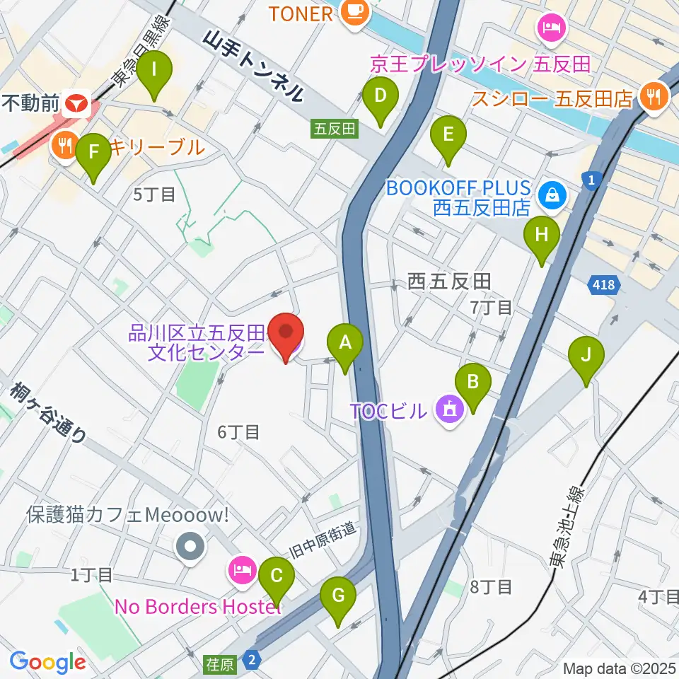 品川区立五反田文化センター周辺のコンビニエンスストア一覧地図