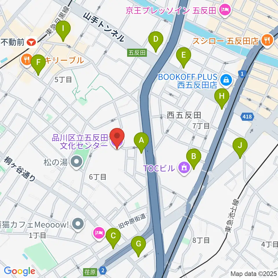品川区立五反田文化センター周辺のコンビニエンスストア一覧地図