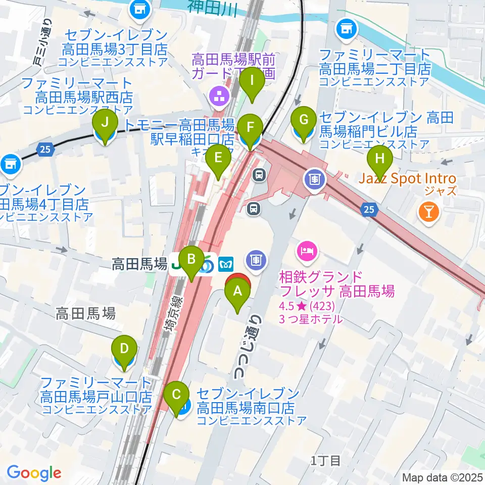 カナリアミュージックスタジオ周辺のコンビニエンスストア一覧地図
