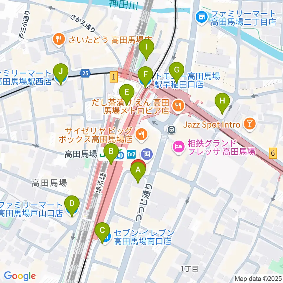カナリアミュージックスタジオ周辺のコンビニエンスストア一覧地図