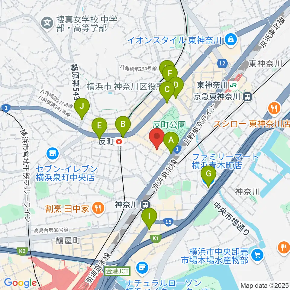 STUDIO楽 横浜反町店周辺のコンビニエンスストア一覧地図