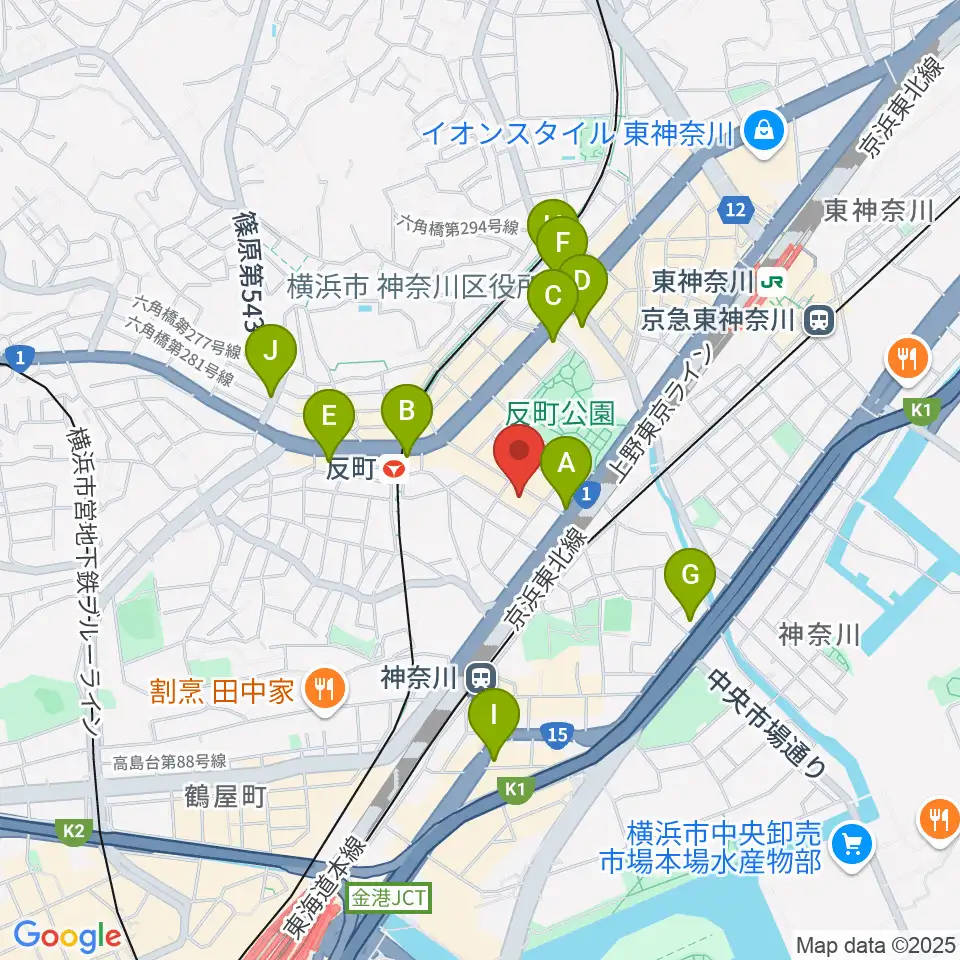 STUDIO楽 横浜反町店周辺のコンビニエンスストア一覧地図