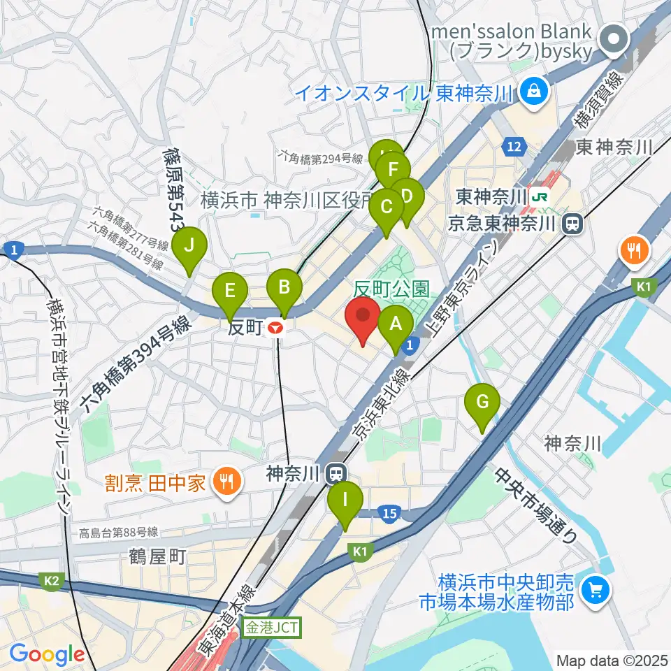 STUDIO楽 横浜反町店周辺のコンビニエンスストア一覧地図