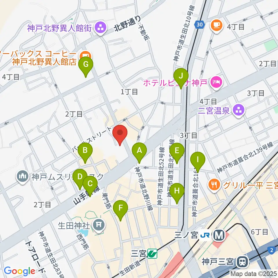神戸SONE周辺のコンビニエンスストア一覧地図